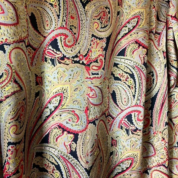 Vintage Oscar de la Renta Expressions Gold Paisley Blouse Size 10 - Picture 6 of 11